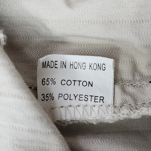 Vintage 90s MO-BO Pants Womens L Beige Mid Rise Crop Capri Cuffed Casual Summer - Picture 5 of 11